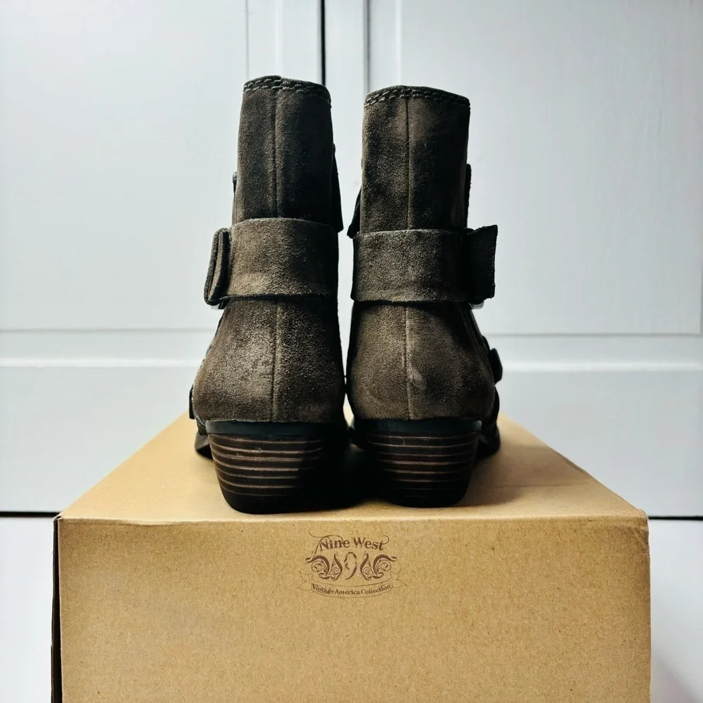 New NINE WEST Vasabady Dark Brown Heeled Boots Size 9
